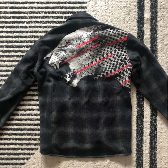 COPY - Marcelo Burlon Sham Jaguar Print Flannel Plaid Shirt - Picture 1 of 5